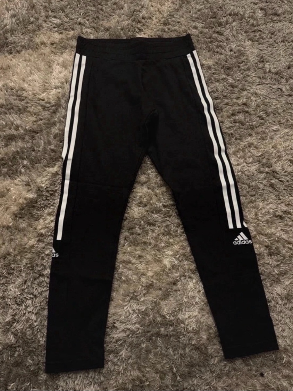 adidas Kids Black Joggers with White Side Stripes